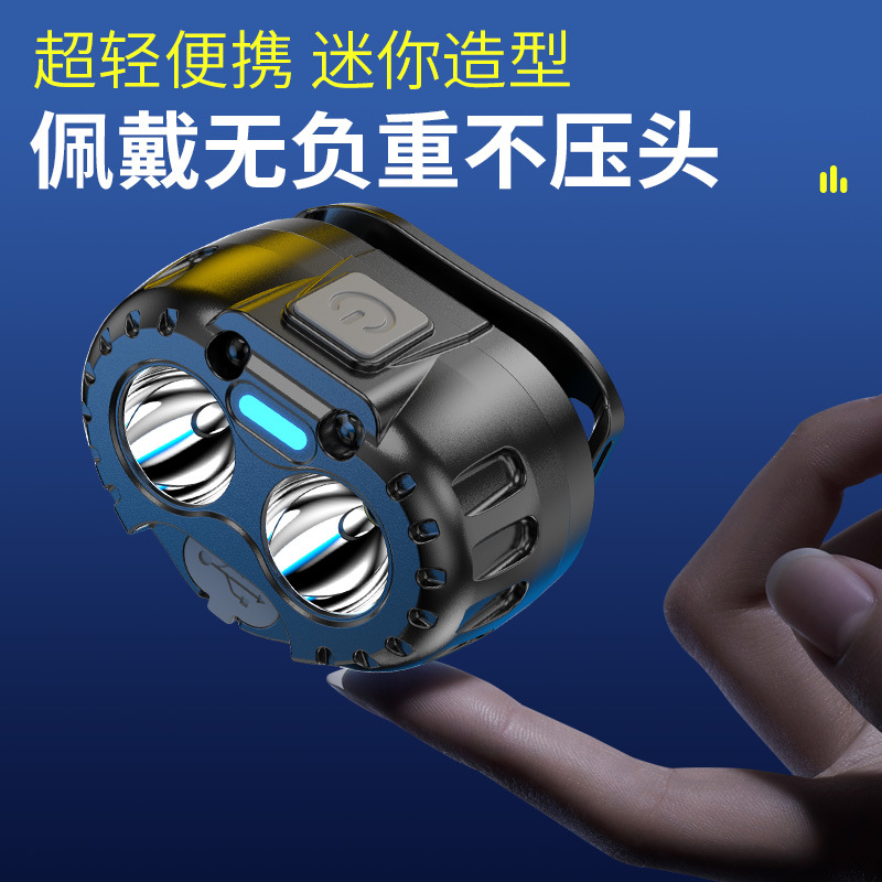 Faros de pesca nocturna transfronterizos, batería de larga duración, faros de inducción de fuente de luz dual, mini faros de pantalla de carga rápida montados en la cabeza