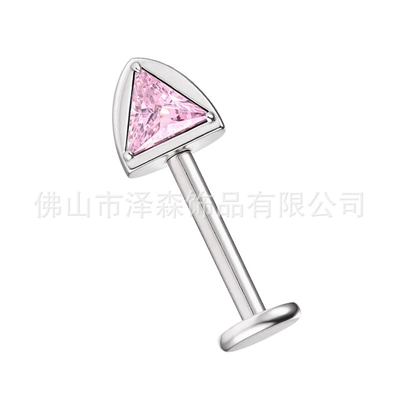 F136 Titanium Alloy Cat Ear Stud Earrings with Zircon Inlaid Lip Piercing Jewelry Devil Nail Ear Bone Stud detail image 9