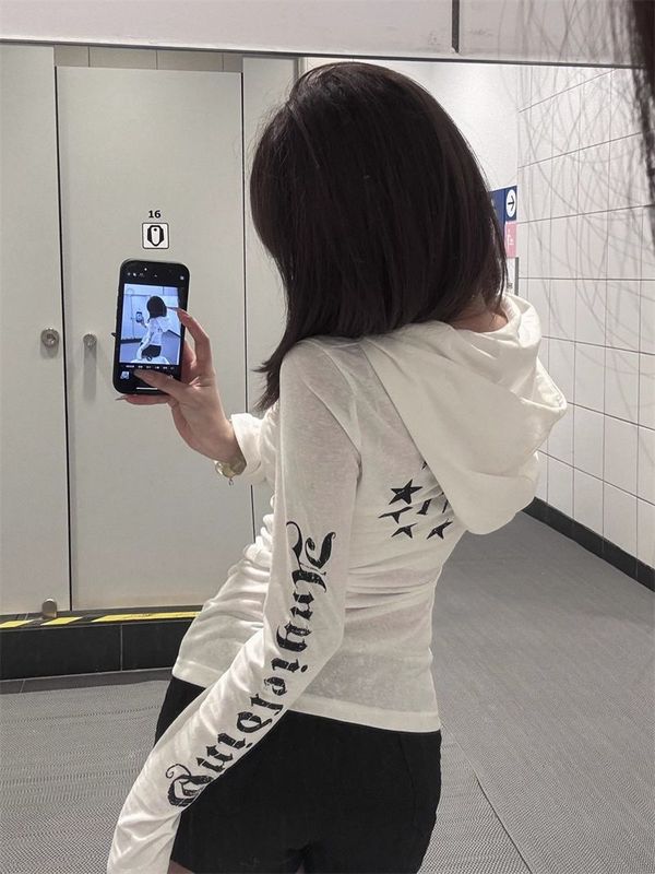 y2k辣妹防晒罩衫女夏季美式长袖连帽长袖t恤亚文化修身显瘦上衣潮|undefined