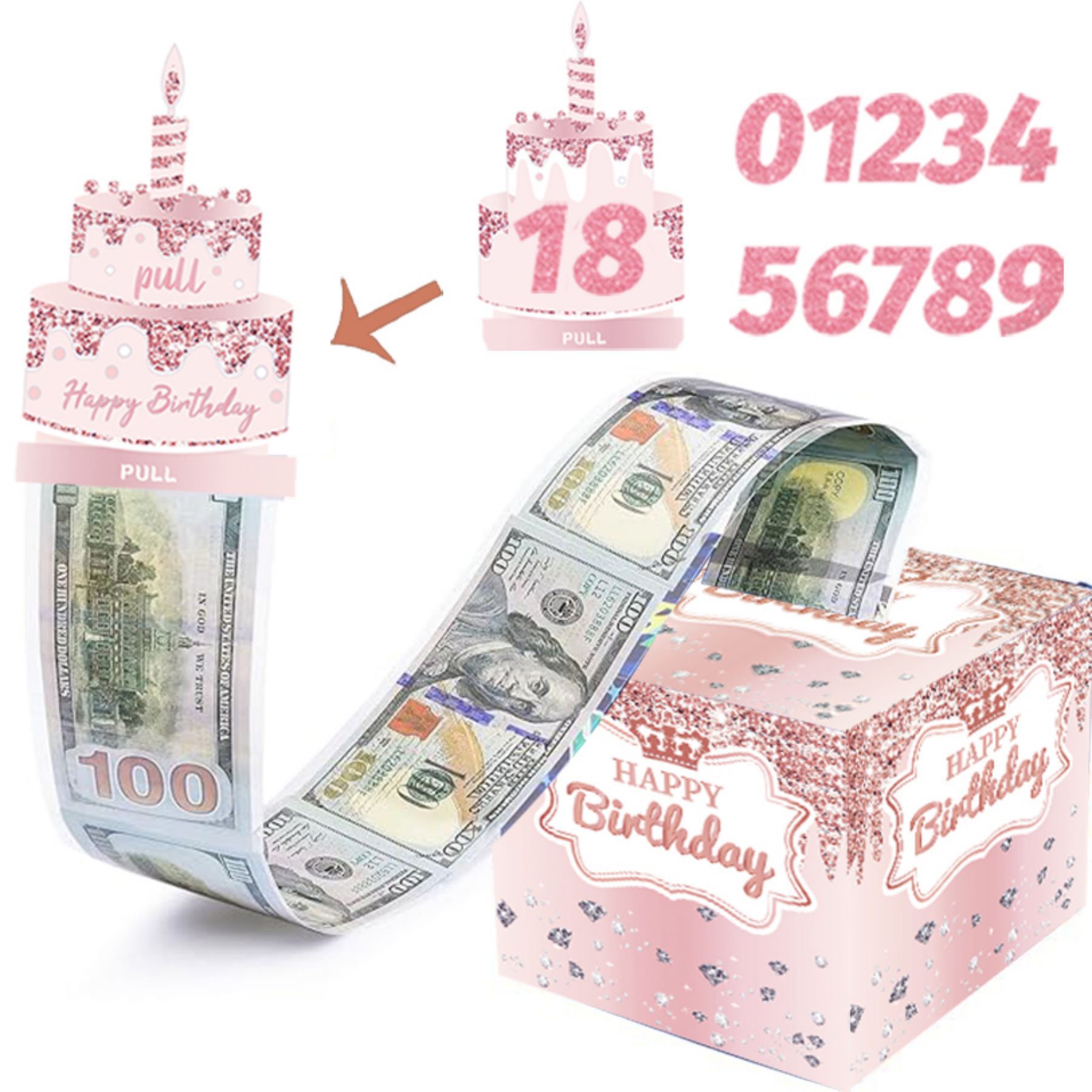 现货生日现金礼物折叠红包惊喜抽出式现金礼物盒派对装饰布置