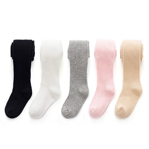 Children's leggings Baby Princess vertical striped pantyhose Korean version solid color children's socks infant pantyhose