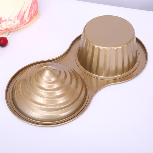 Wholesale 2-in-a-row cake cups carbon steel large cake mold irregular baking tool baking sheet oven use
