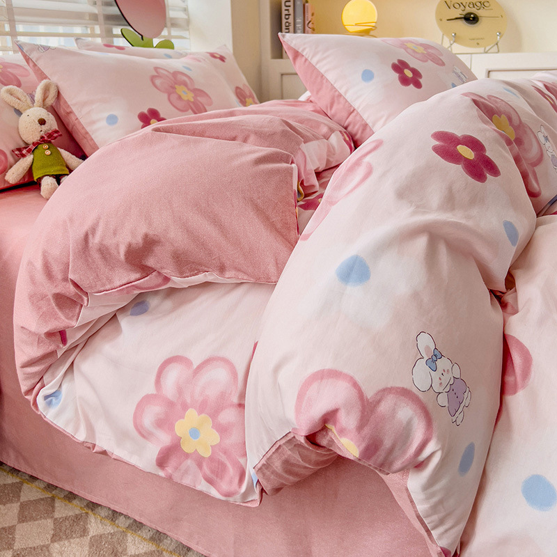 Juego de cuatro piezas de algodón 100 algodón puro 2025 nuevo estilo sábana floral funda de edredón sábana ropa de cama de tres piezas