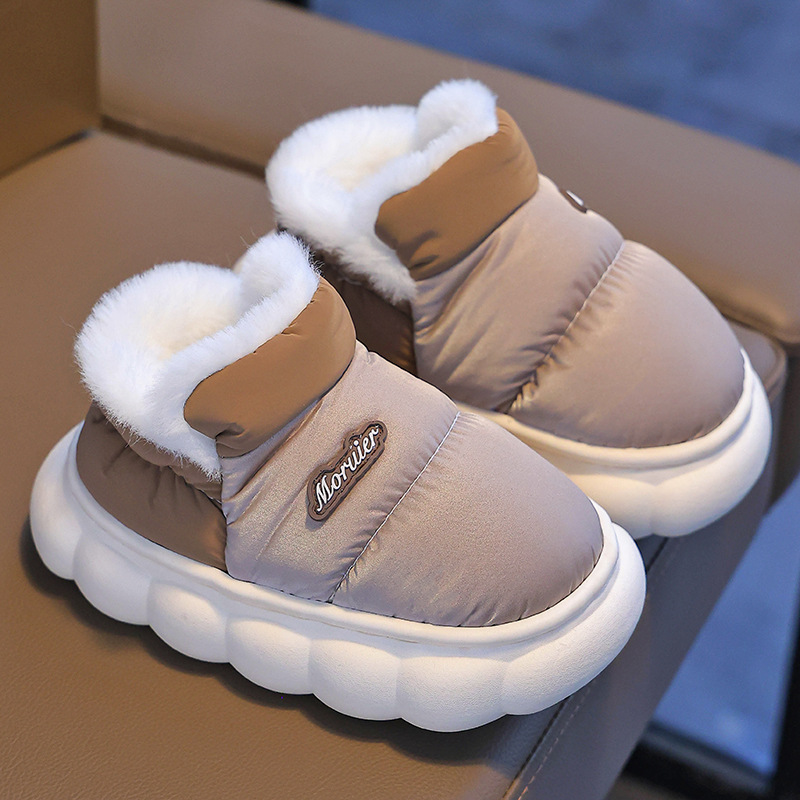 2024 nuevos zapatos de tacones de invierno para niños, niños y niñas, zapatillas de algodón cálidas y impermeables para bebés fuera de casa