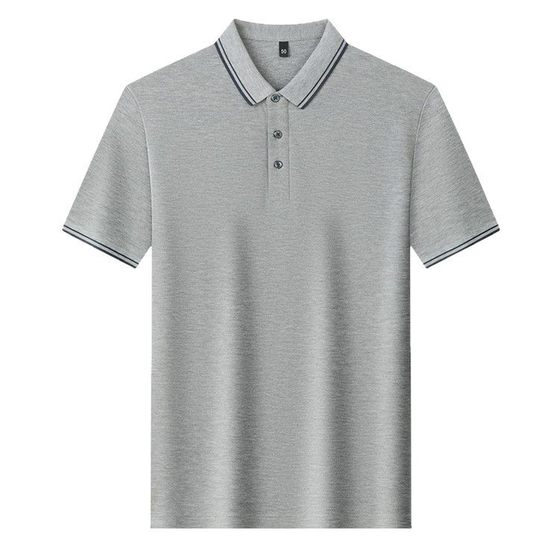 2025 Cross-border Summer New 100 Cotton Short-sleeved T-shirt Men's Casual Soft Solid Color All-match Lapel POLO Half-sleeved