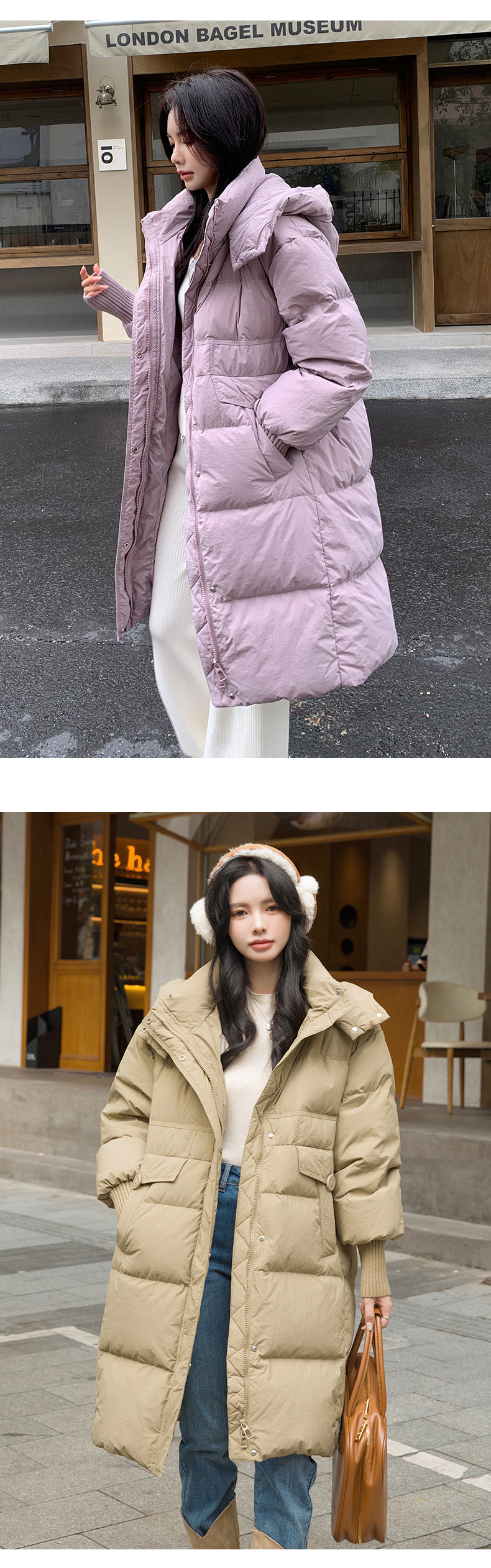 Damen Daunenmantel Winter Lang Mit Kapuze Warm Oversize Stil_voghion.com