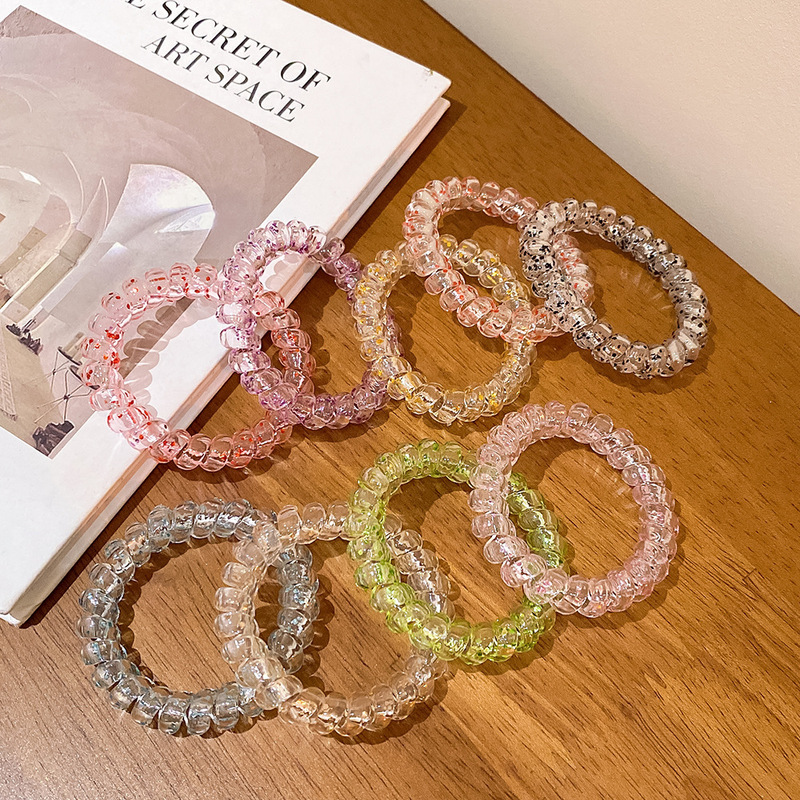 透明オニオンピンク電話線ヘアバンド卸売ファッション通勤ヘアアクセサリーヘッドバンドボールヘアロープ小さなゴムバンド女性|undefined