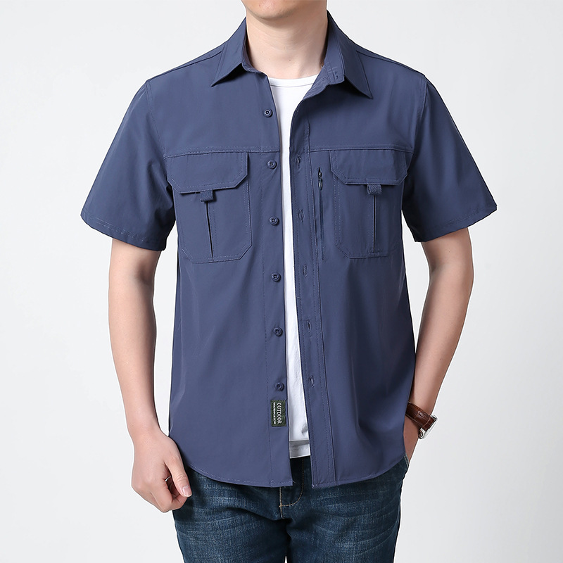 Cross-border AliExpress camisa de mangas cortas para hombres primavera y verano camisa al aire libre ropa de secado rápido para hombres nueva chaqueta casual de tamaño grande