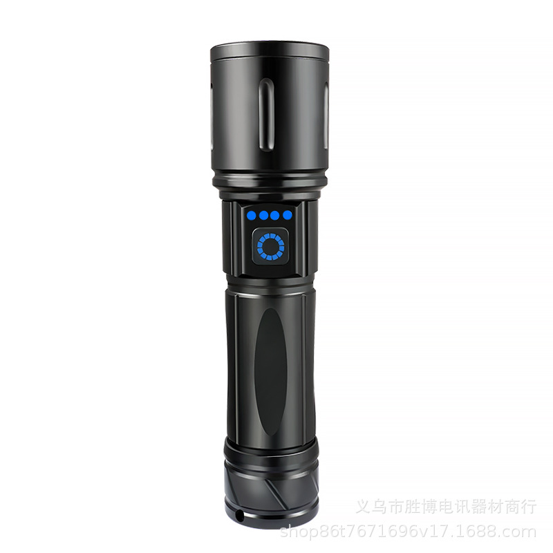 Lintera láser blanca transfronteriza al aire libre antorcha de luz recargable impermeable de alta potencia telescópica enfoque iluminación de luz alta