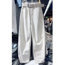 白色弯刀牛仔裤女夏季薄款今年流行的爆款裤子宽松显瘦窄版香蕉裤