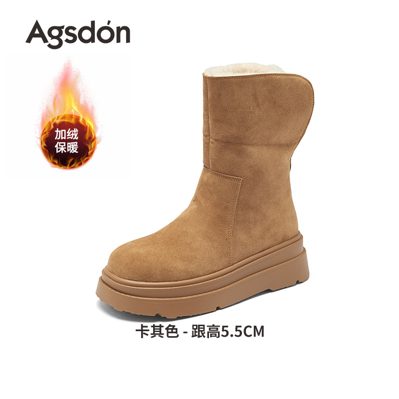 Botas de nieve de fondo grueso para mujeres 2025 nuevos zapatos de invierno de algodón grueso plegables dos botas cortas de lana