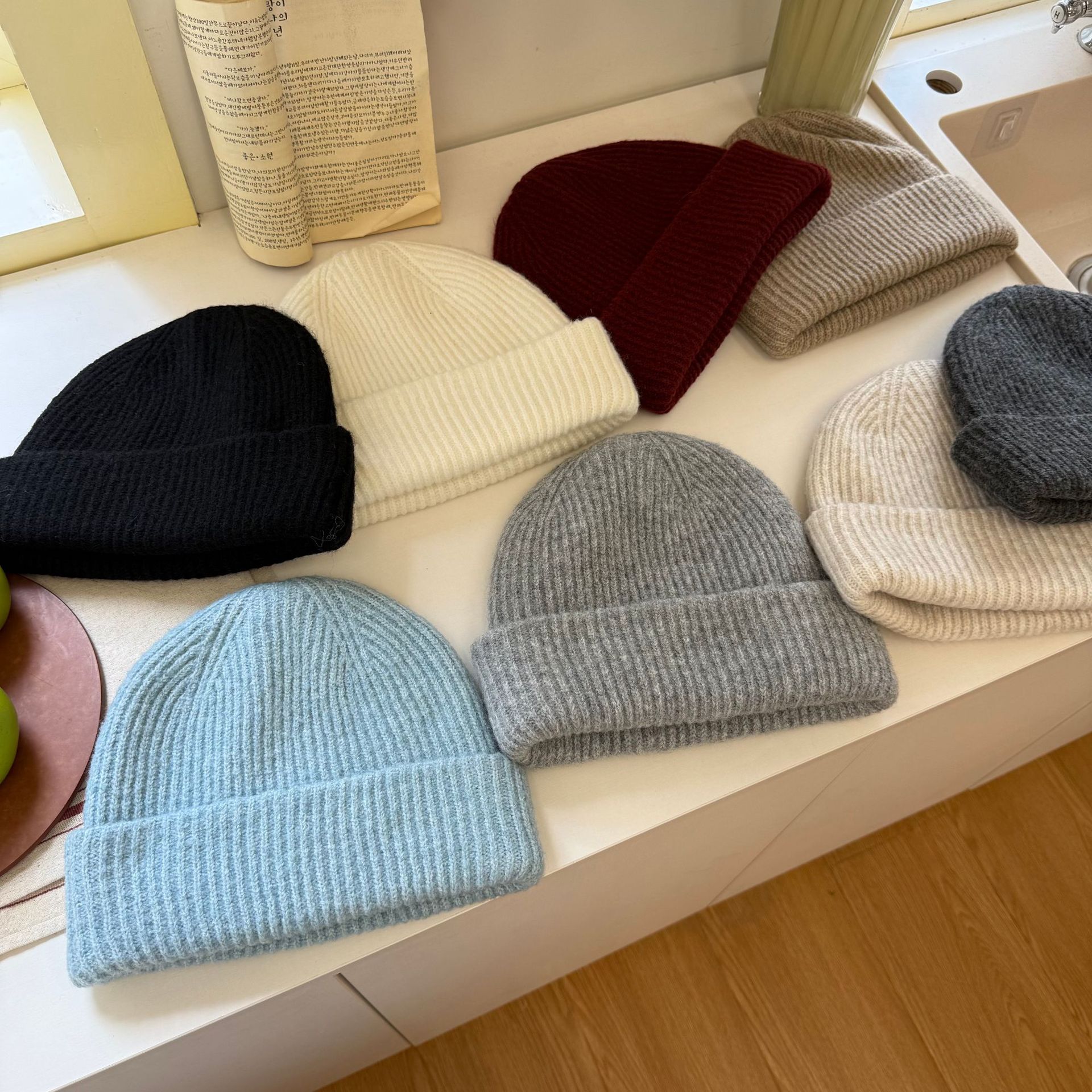 Men's Wool Blend Beanie Hat Warm Winter Knit Cap For Cold Weather_voghion.com