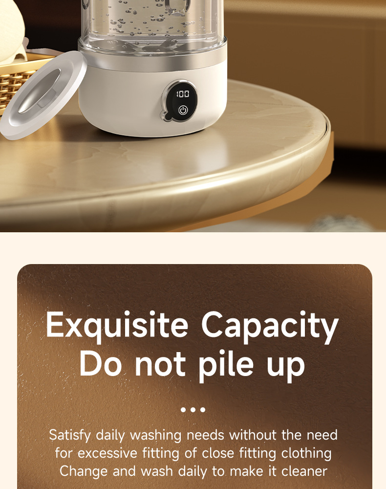 Vollautomatischer, kabelloser, tragbarer Wäschebecher mit Ladefunktion, Mini-Waschmaschine für Unterwäsche und Socken, kleine Waschmaschine, für Reisen und Zuhause_voghion.com