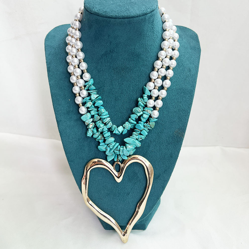 85g Weight Alloy Pendant Material Three Layer Necklace Classification Imitation Pearl Chain Material Beaded Chain Chain Type 1 Piece Quantity Casual, Party Occasion Imitation Pearl, Alloy Material Heart Shape Pattern Unisex Gender Exaggerated, Streetwear Style Exaggerated Streetwear Heart Shape Imitation Pearl Alloy Beaded Chain Statement Necklaces Wholesale 6