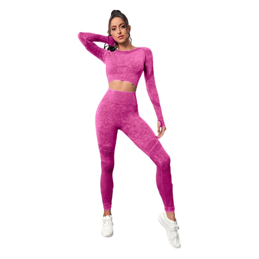 Transfronterizo europeo y americano sin costuras lavado hueco ropa de yoga traje cintura alta cadera levantamiento fitness Pantalones deportes correr ropa de yoga
