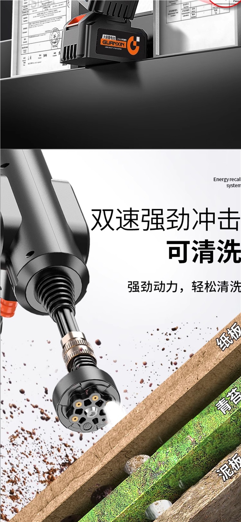 Care about Wireless Car Washing Machine, High-Pressure Water Gun, Household Car Cleaning Artifact, Powerful Lithium Battery Charging Booster Water Tank
