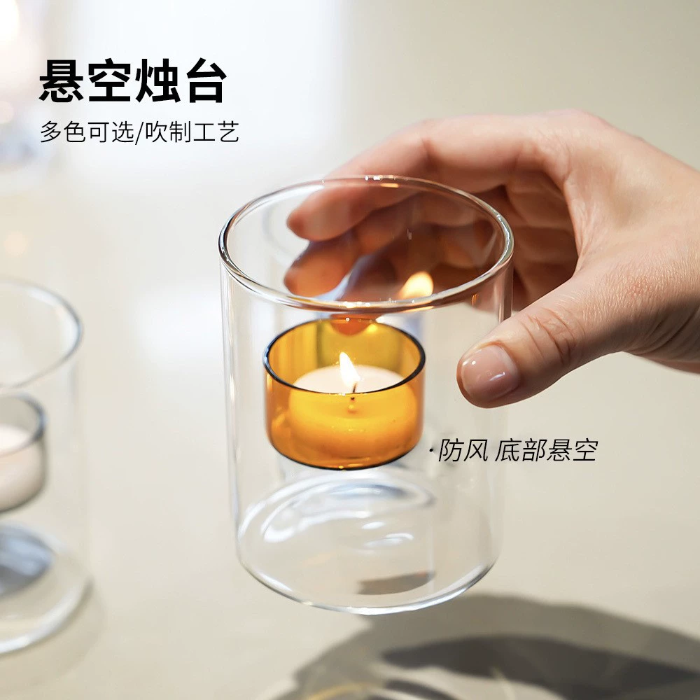 Креативная стеклянная чайная свеча в европейском стиле, центральный элемент, цилиндрический прозрачный подсвечник для чайной свечи, подходит для украшения центрального элемента стола