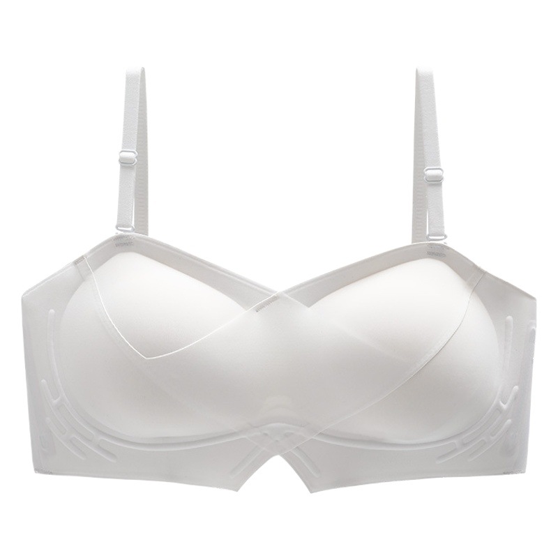 Ropa interior de expansión sin tirantes de las mujeres cofre pequeño pecho grande push up sólido antideslizante sujetador anti-exposición sujetador de dibujos animados sin costuras