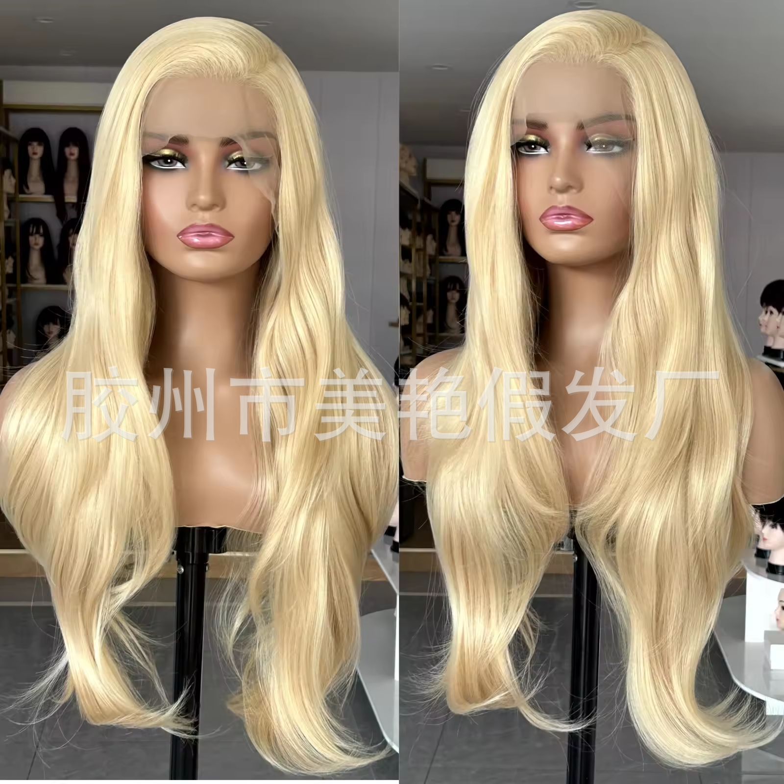 Elegant golden curly wavy wig
