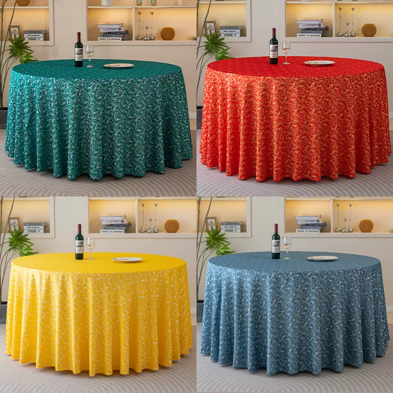 亚马逊新款圆桌布酒店桌布酒楼饭店台布桌裙圆形桌布跨境货源批发