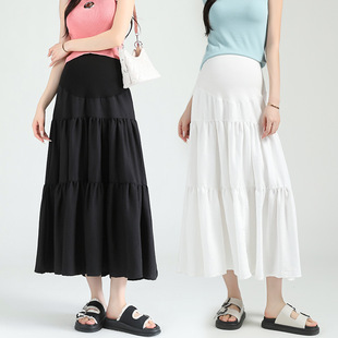 Pregnant Women's Skirt Summer Outer Wear Mid-length Loose Slimming Large Swing Skirt Straight Casual High Waist Cake Skirt Summer