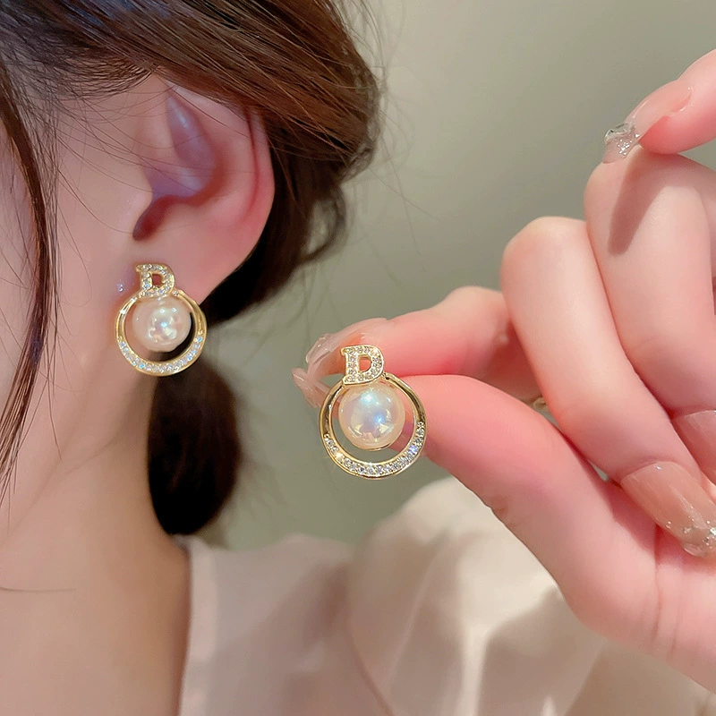 Серебряная игла, цирконы, модные универсальные серьги из жемчуга, стиль высокого качества, стиль «легкая роскошь», оптовая закупка