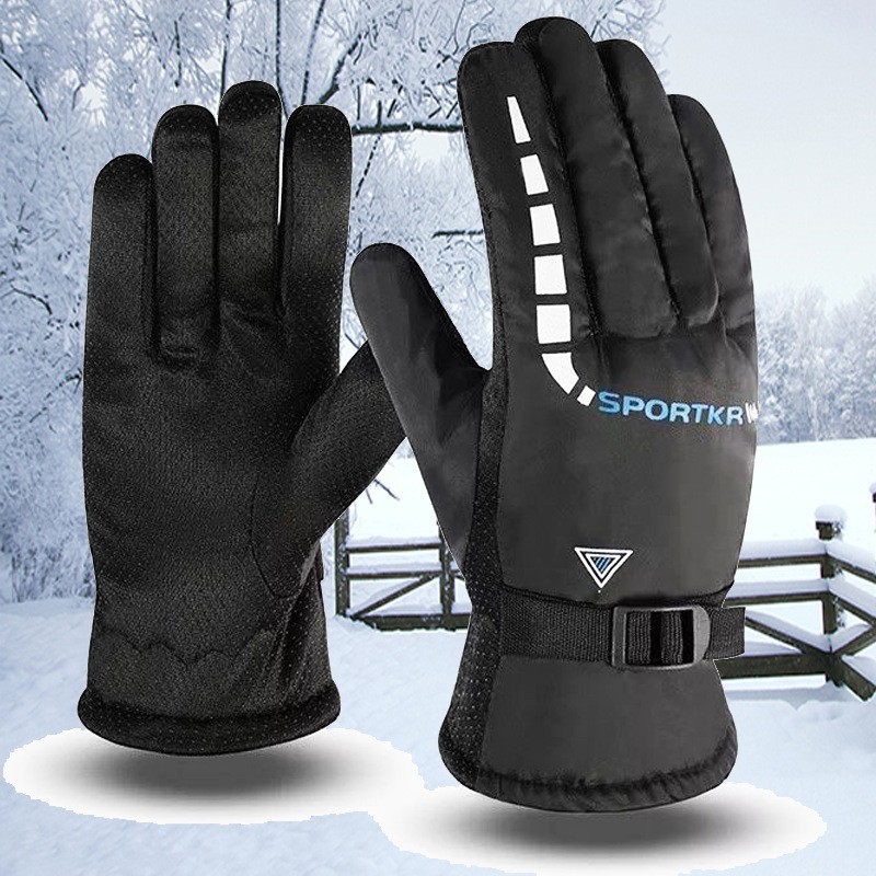 Manufacturer Winter Gloves Men's Triangle Cotton Warm Ski Motorcycle Electric Vehicle Riding Plus Velvet Thickening Wholesale Model