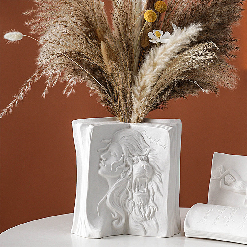 ins ceramic bookstand creative human body vase home bookcase desktop storage office bookends ornaments wholesale