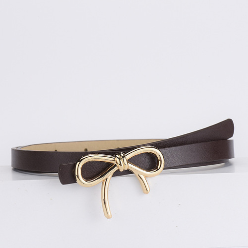 New bow-knot decorated PU leather high-end thin belt clothing matching to wear high-end women's slim belt
