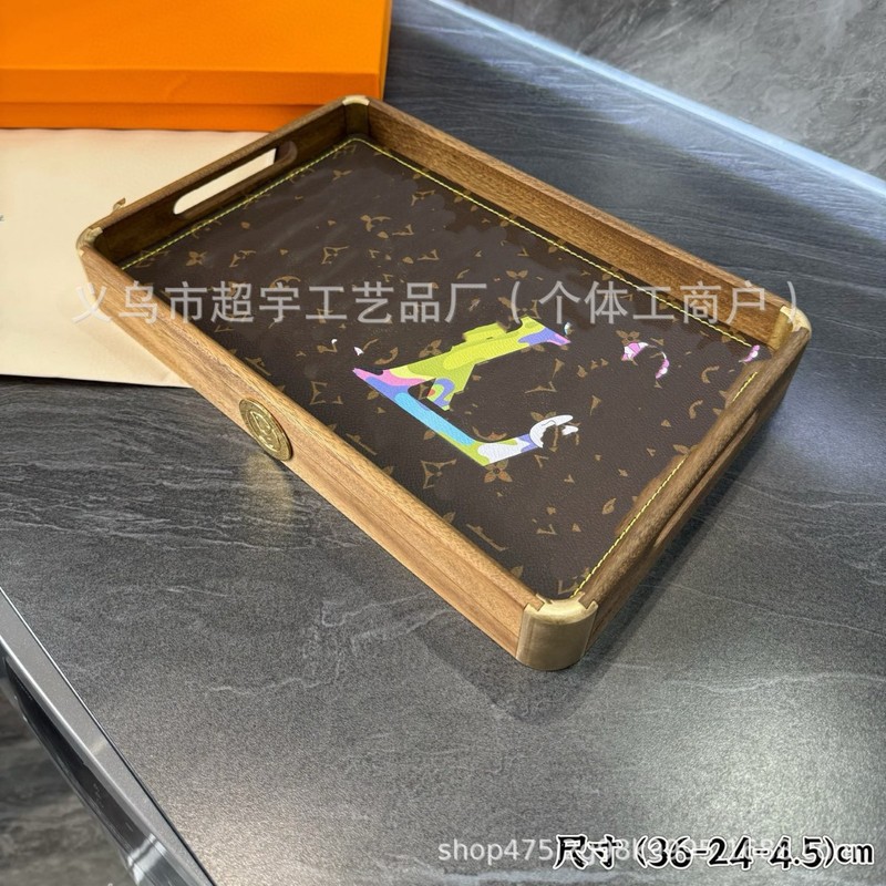 轻奢复古胡桃木托盘茶几客厅家居装饰带手柄收纳文玩木质茶托盘|undefined