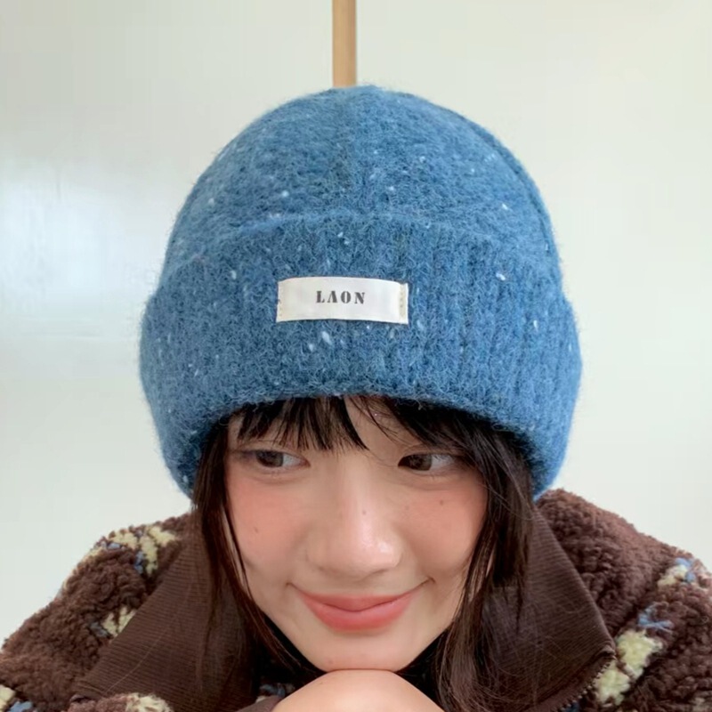 韩版时尚彩色点点毛线帽子女秋冬休闲百搭毛线帽保暖护耳套头帽潮|undefined
