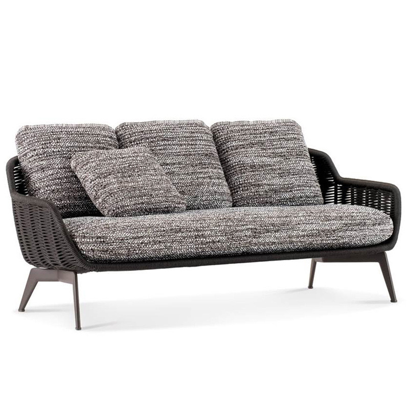 Sofá al aire libre patio de teca silla de ratán balcón villa hotel al aire libre aleación de aluminio nórdico tejido de ratán combinación impermeable