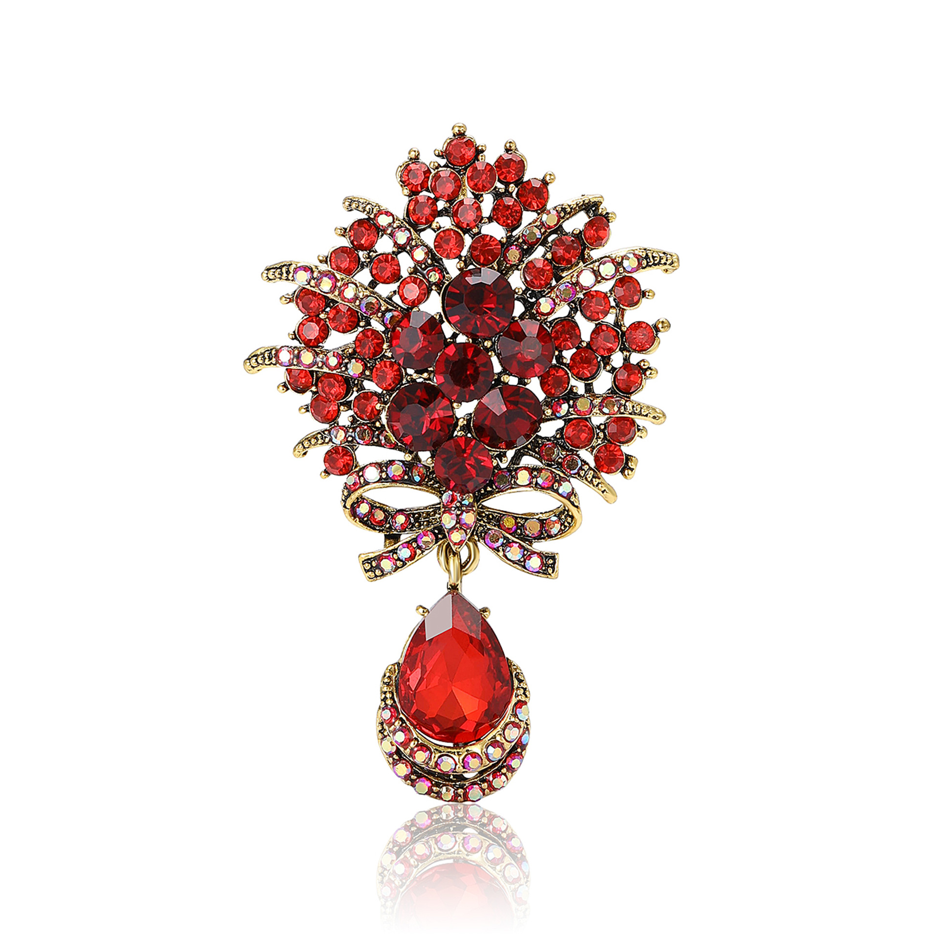 Vintage dames broche met parel kristal en emaille ontwerp_voghion.com