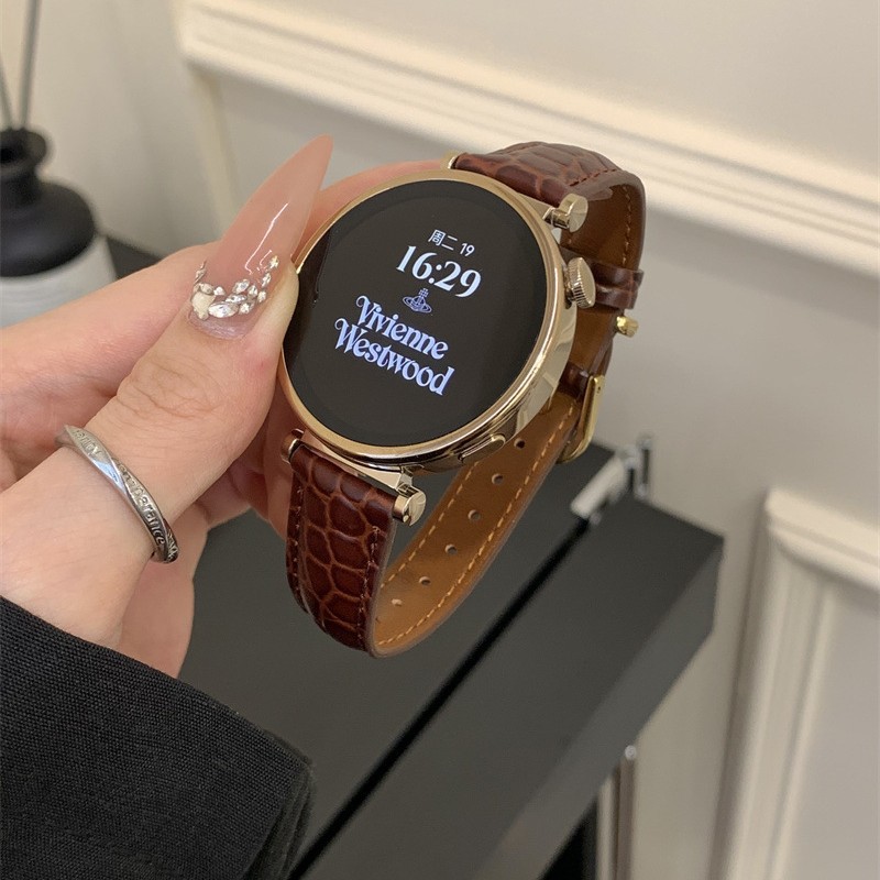 Thin Crocodile Pattern Leather Strap Suitable for Huawei Gt6/5/4 Smart Watch with Huawei 18/20/22m Female Models