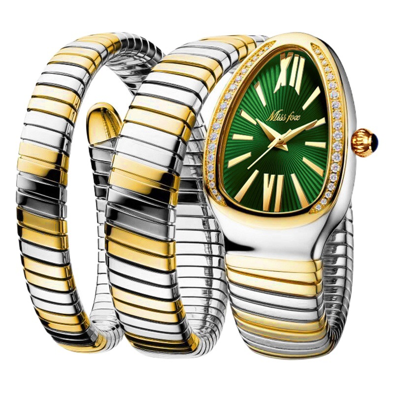 MISSFOX Watch Live Hot High-End Fashion ins personalidad serpiente en forma de serpiente enrollamiento reloj pulsera de tres anillos