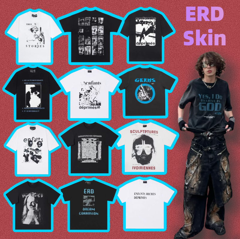 Erd Melancholic Rich Second-Generation Vintage Men's Trendy Brand Loose Couple Short-Sleeve T-Shirt for Women Trendy
