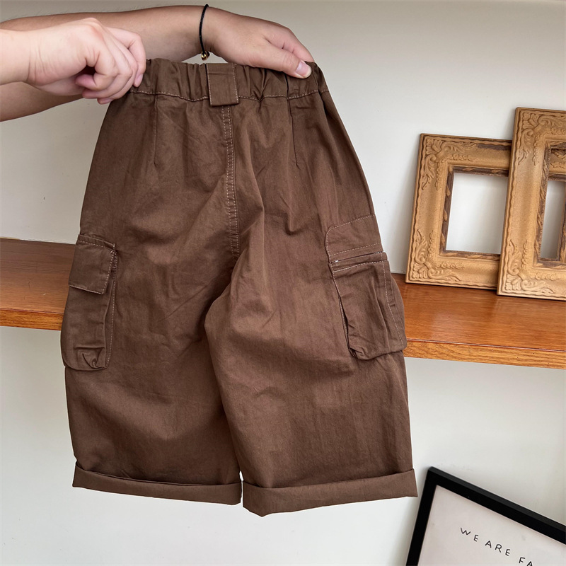 2024 Podzimní dětské americké ležérní vícekapsové pracovní oblečení pro chlapce a dívky Volné vyprané rovné trubkové dlouhé kalhoty_voghion.com