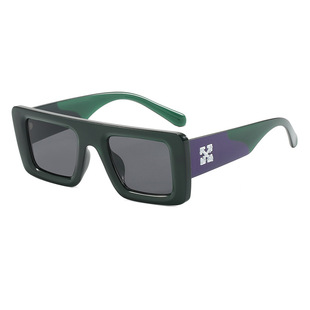New square box European and American color matching SUNGLASSES cross -border snowflake accessories X wide -leg sunglasses wholesale factory