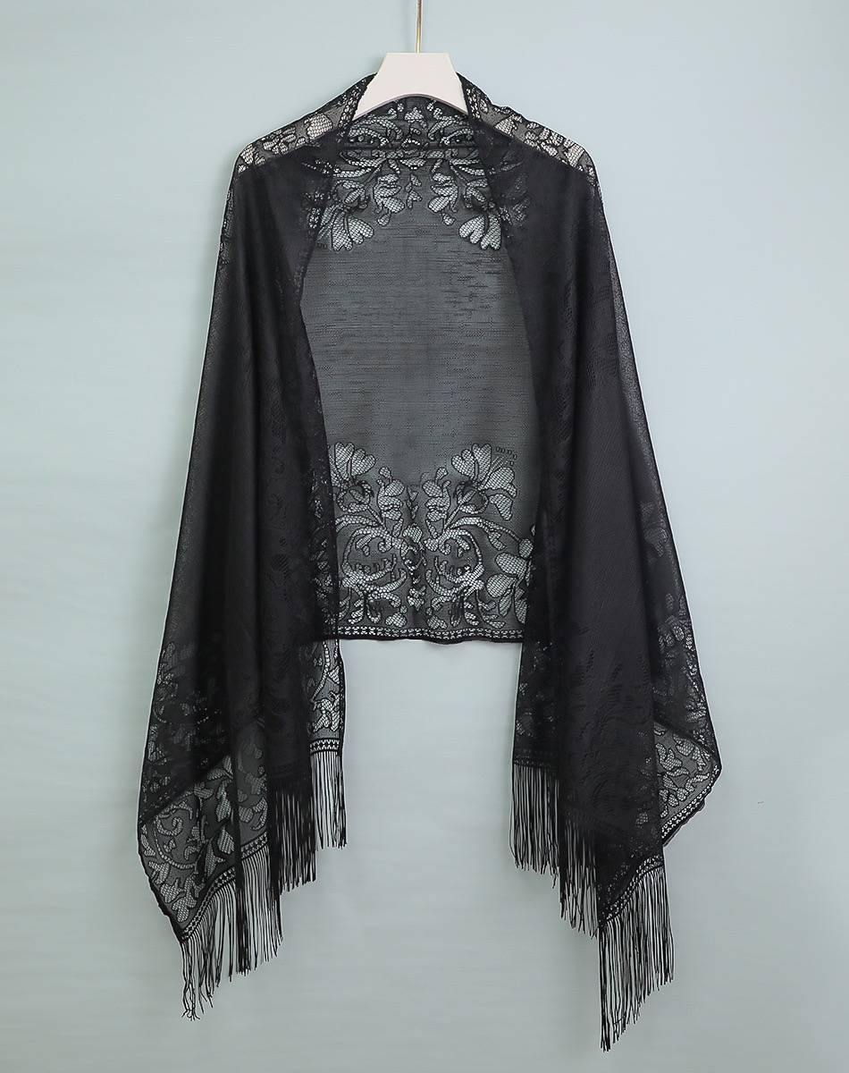 Huakai Zhixia Chaxian borla chal de encaje con cheongsam exterior 2025 nueva camisa de protección solar de rebeca fina de todo fósforo