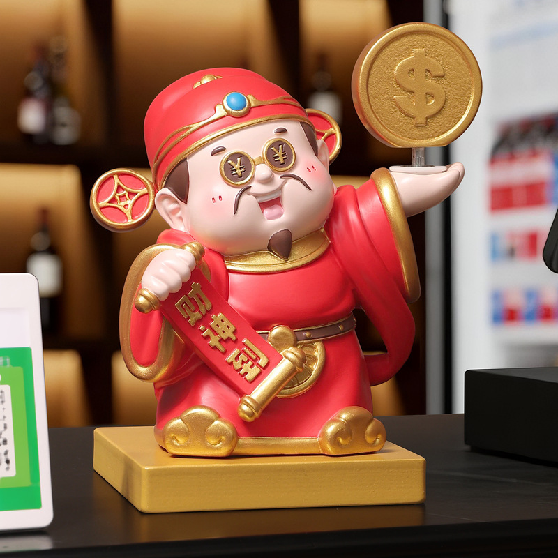 Creative Rotating Resin Ornament of the God of Wealth for the Entrance Hall, Living Room, Home Decor, New Store Opening, Desktop Decoration, Festive Housewarming Gift