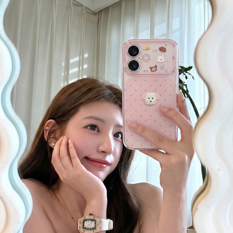 Ins Polka Dot Puppy Suitable for Apple 17Promax Mobile Phone Case Iphone16Pro Girly Pink 15 Cute 1412 Ins Polka Dot Puppy Suitable for Apple 17Promax Mobile Phone Case Iphone16Pro Girly Pink 15 Cute 1412