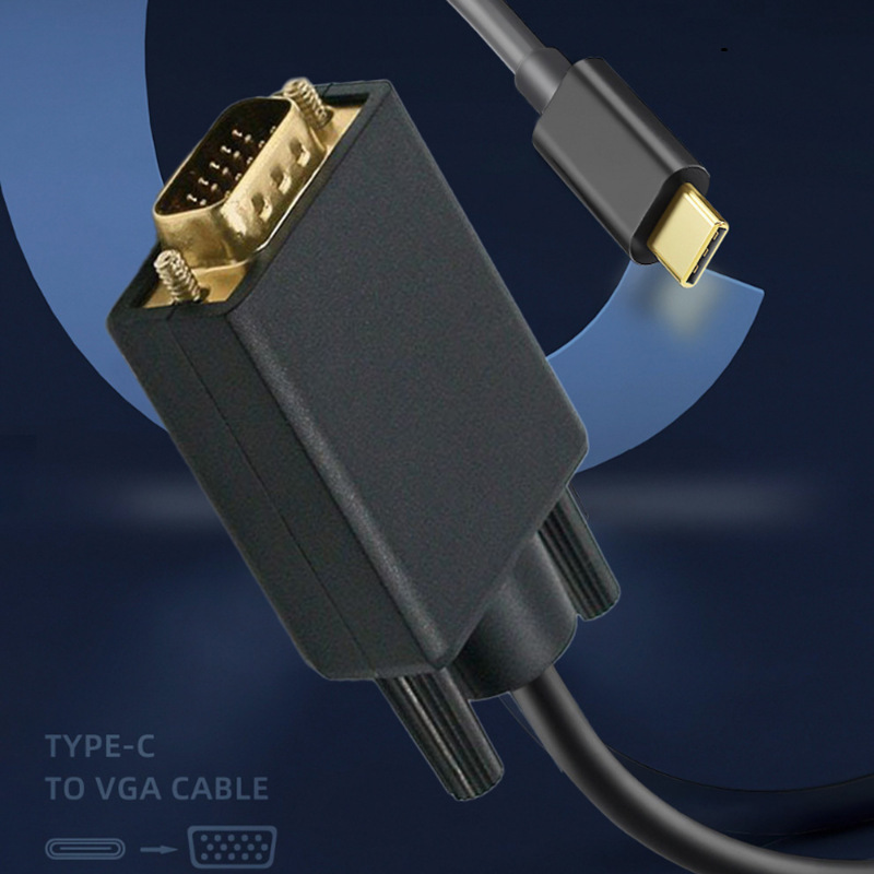 1.8m Typec to Vga Conversion Cable Display Mobile Phone Usb3.1 Notebook Interface Usb-C to Vga