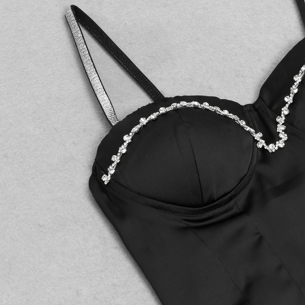 Dress Popular Strap Sexy Tube Top Diamond Chain Fishtail Dress with Gloves Dress