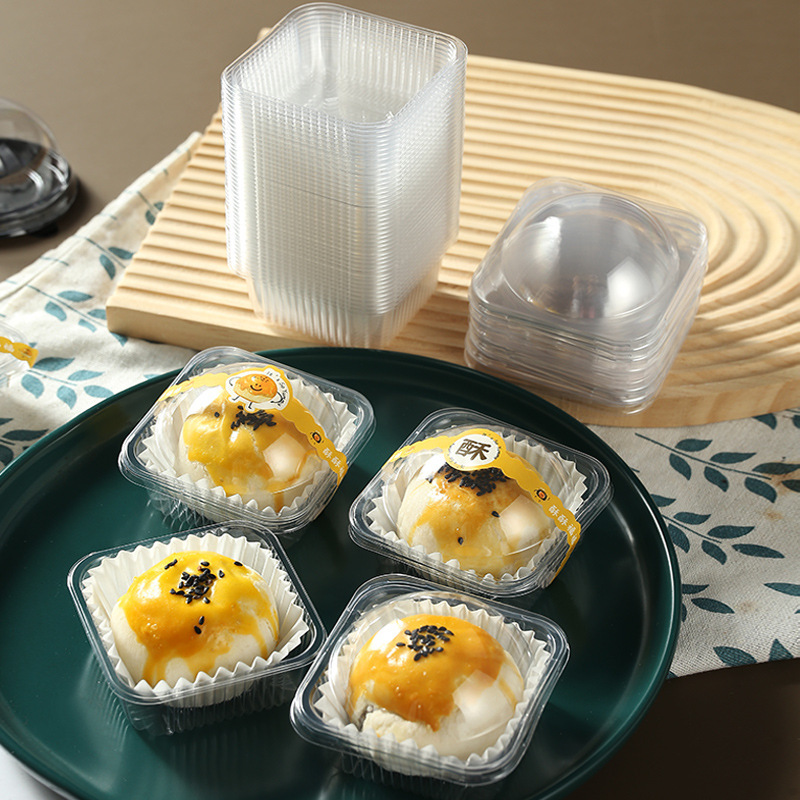 厚い透明な蓋付き卵黄ショートニング底托63g75g80グラム月餅屁桃雪媚娘方托ブリスター包装箱|undefined