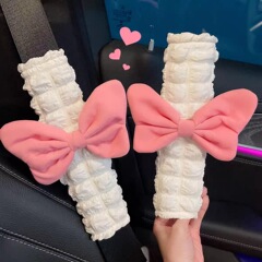 Trendy Puff-Shape Shoulder Pads for Seat Belts—Cute, All-Season, Versatile, and Premium Car Safety Belt Accessories with Bow Details
