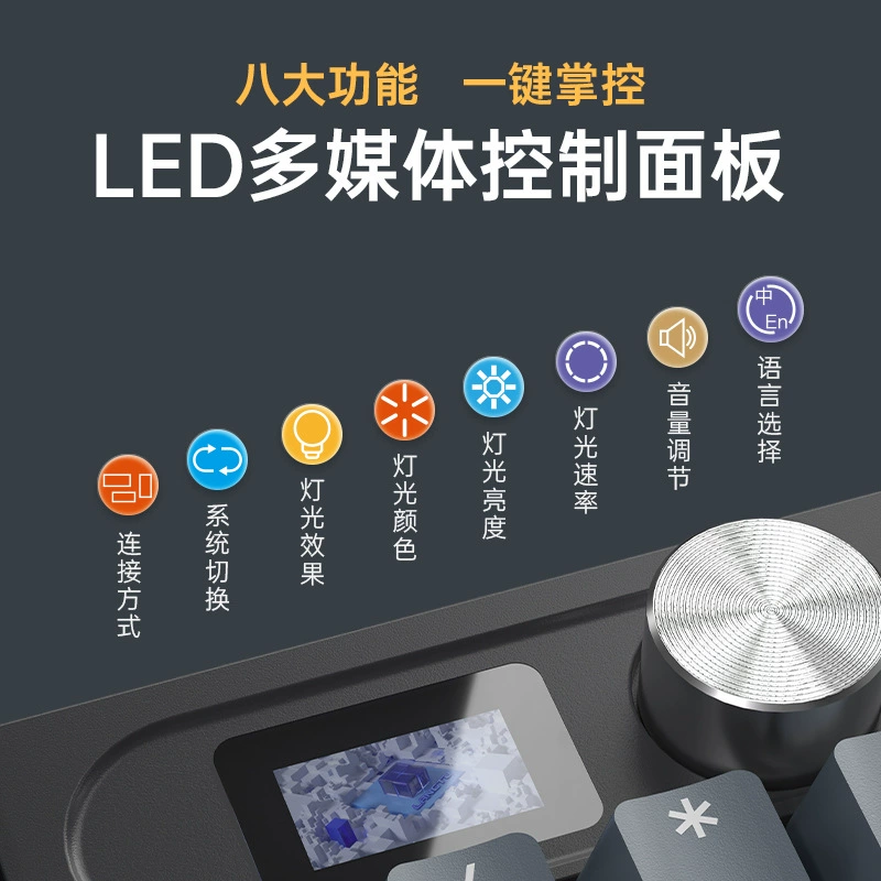Wolf LT104 Bluetooth Wireless Three Model Mechanical Keyboard Backlight Display Flexible DIY Customized Cable Keyboard
