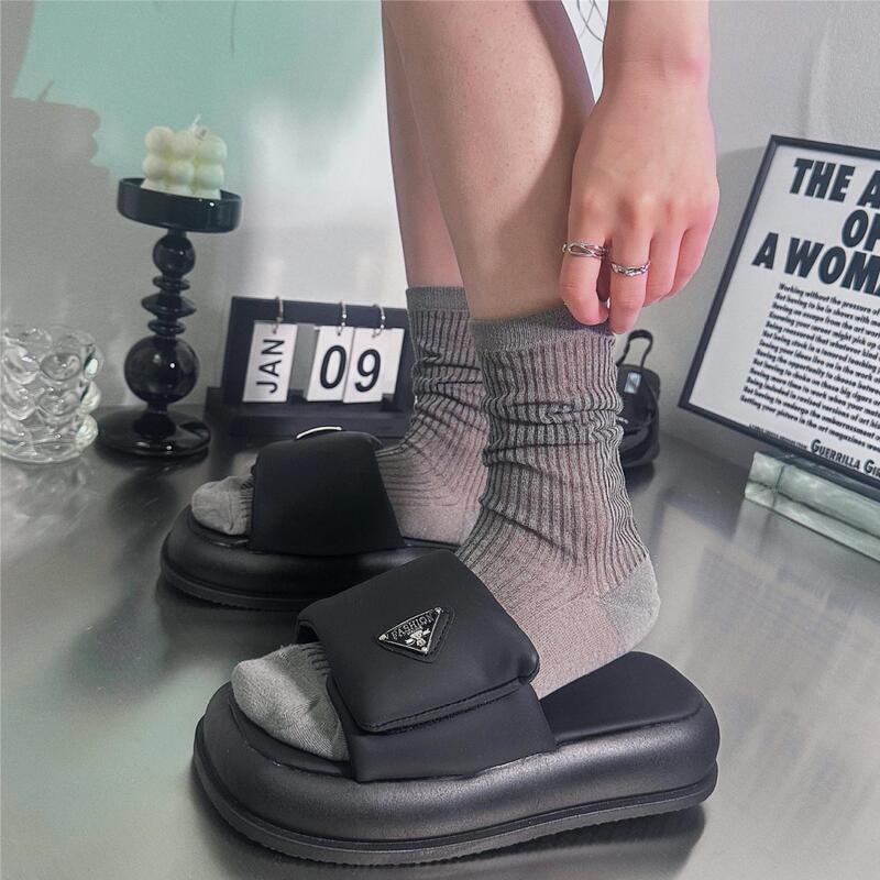 Women's Sheer Mid-Calf Socks, Summer Mid-Calf Solid Color Sheer Cotton Socks, Versatile Style, Slouch Socks, Spring and Summer Pure Cotton