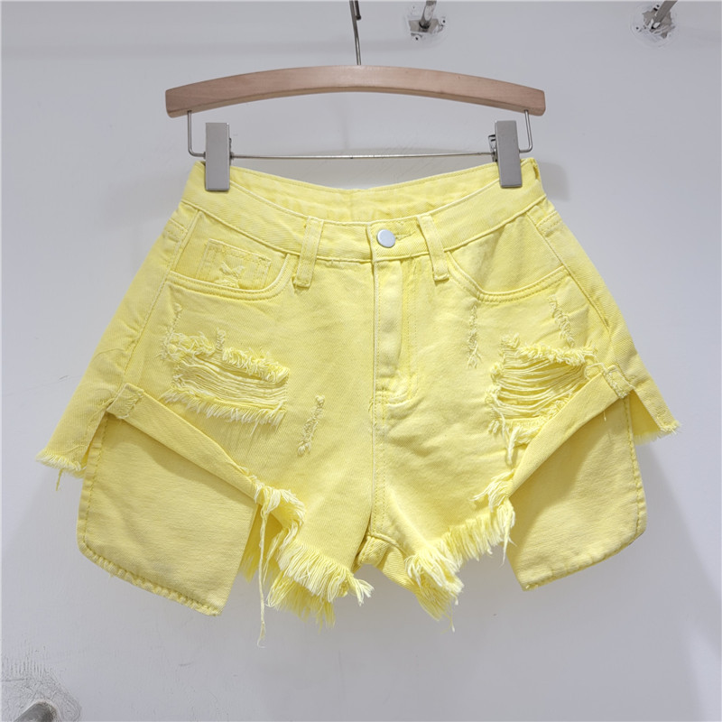 Pantalones Cortos de Mezclilla Holgados con Desgastes y Bordes Deshilachados