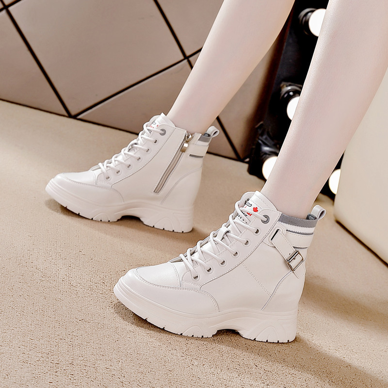 Inner height increasing Martin boots women's new casual shoes lace-up side zipper single-layer shoes autumn and winter short women's boots Inner height increasing Martin boots women's new casual shoes lace-up side zipper single-layer shoes autumn and winter short women's boots