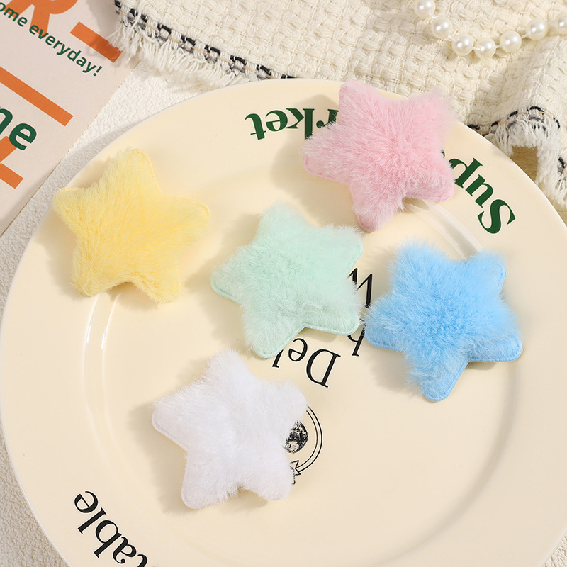In stock plush five-pointed star embossed accessories star hair accessories handmade jewelry accessories accessories DIY phone case decoration